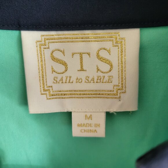 Sail To Sable Colorblock Sleeveless V Neck Shift Dress Navy Blue Seafoam Women M - Picture 5 of 6